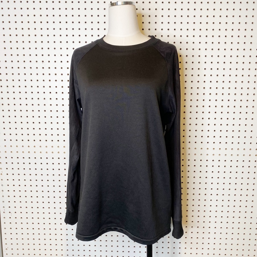 A.P.C. Rue Madame Paris |‎ Black Sweatshirt w/ Faux Suede Sleeves Sz. M